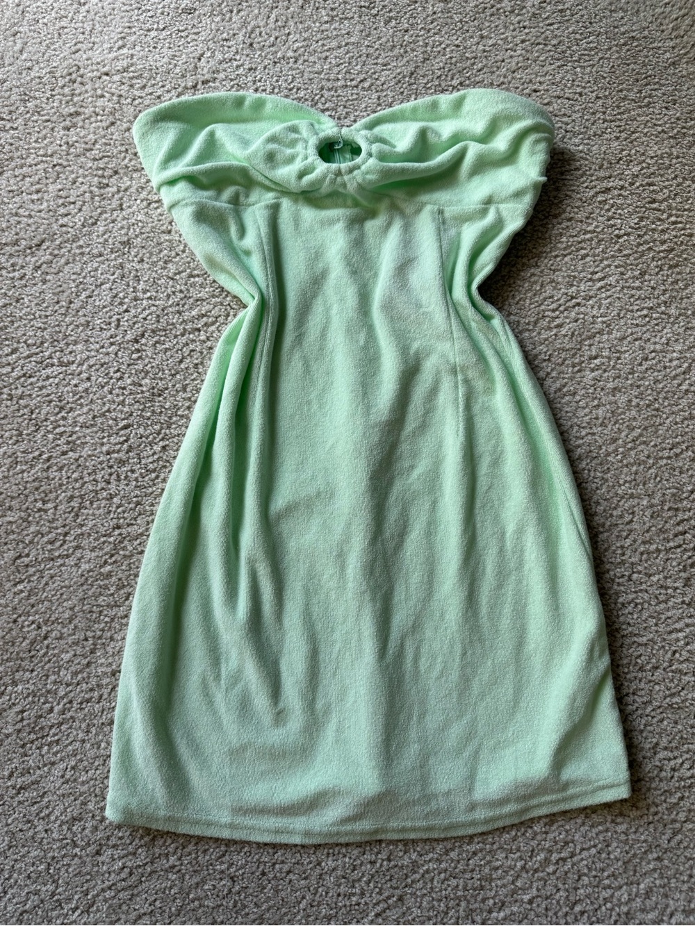 Fashion Nova Strapless Mint Green Terry Midi Dress with Front Ring NWT